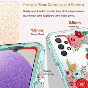 img 2 attached to 🌸 JXVM Samsung Galaxy A32 5G Case - Clear Floral Design with Built-in Screen Protector - Shockproof and Slim - Ideal Cover for Women and Girls - (2 Items) - Peony/Green