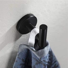 img 1 attached to Modern Wall Hook Holder, Set of 2 Wall-Mounted Hangers in Black - SUS304 Stainless Steel Coat Robe Clothes Hook for Bathroom, Kitchen, Garage, Hotel