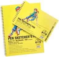 bee paper double spiral binding acid-free pen sketchers pad - 70 lb, 8-1/2 x 11 in - 50 sheets - natural white logo