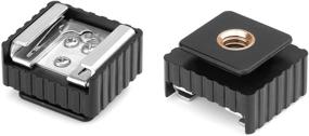 img 2 attached to 📸 Flash Hot Shoe Mount Adapter with 1/4" Thread Hole and 1/4"-20 Male Tripod Screw Adapter for Flash Holder Bracket, Light Stands, Umbrella Holder, Flash Bracket - Strong and Solid (Updated Version)