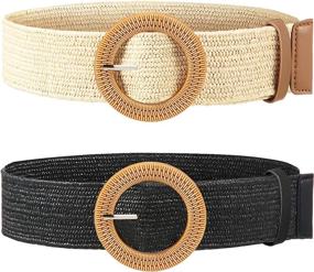 img 4 attached to 👗 Elastic Stretch Skinny Braided Women's Belt Accessories