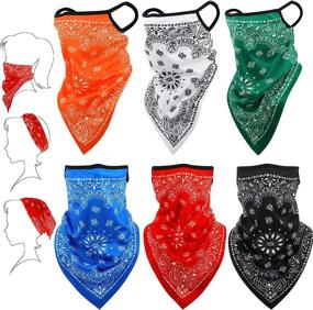 img 4 attached to 🧣 Outdoor Headwear: Men's & Women's Bandana Face Cover with Ear Loops, Balaclava & Neck Gaiter Scarf