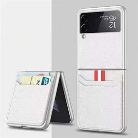 img 4 attached to Samsung Flip 3 Case - SHIEID Leather Wallet Phone Case with Card Holder, Compatible with Galaxy Z Flip 3 5G, Silver White