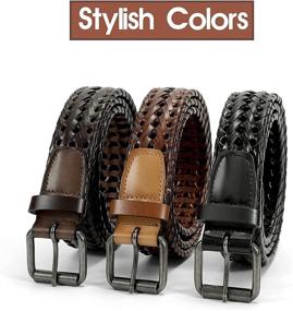 img 3 attached to 🐄 Brown Leather Braided Cowhide Belt and Men's Accessories by WERFORU