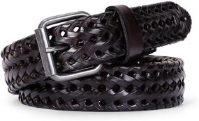 img 4 attached to 🐄 Brown Leather Braided Cowhide Belt and Men's Accessories by WERFORU