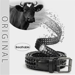 img 2 attached to 🐄 Brown Leather Braided Cowhide Belt and Men's Accessories by WERFORU