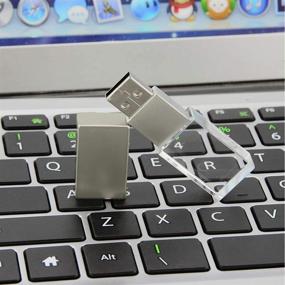 img 2 attached to Флеш-накопитель USB 2.0 на 8 ГБ с синим кристаллическим светодиодом, прозрачным стеклянным дизайном - милый мини-флеш-накопитель для подарка