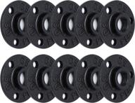 🔩 industrial vintage style: antirust black painted floor flange, home tzh malleable iron pipe fittings - perfect for diy furniture, shelving, and decor projects (10, 1/2") логотип