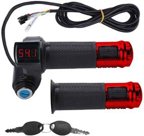 img 4 attached to 🛵 CDIYTOOL 1Pair E-Bike Throttle Grip with LCD Battery Voltage Display Key Knock & Universal Electric Bicycle Scooter Wire Twist Throttle Grip