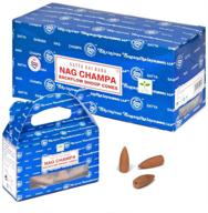 experience blissful aromatherapy: satya backflow cones - 6pc display, 24pc box of nag champa logo