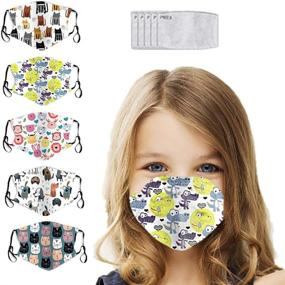 img 3 attached to 👧 Premium 5PCS Kids Bandanas: Adjustable Ear Loops, Breathable, Reusable, with Filters