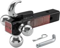 π buddyser trailer hitch receiver: tri ball mounts with hook for 1-7/8, 2, 2-5/16 inch balls - fits 2 inch receiver, chrome - includes pin and clip logo