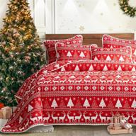 🦌 uozzi bedding 3-piece christmas quilt set: red and white deer with snowflake design - king/full/queen size (88"x88") - soft microfiber lightweight coverlet bedspread - new year holiday style - reversible logo