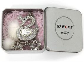 img 1 attached to 🦢 White Swans Car Rearview Mirror Pendant Ornament - SZWGMY Crystal Hanging Decoration for Car Interior, Home Decor & Accessories