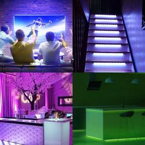 img 2 attached to 🌈 16.4ft RGB Color Changing LED Strip Lights Kit with Remote Control and Easy Installation, Bright 5050 LEDs - Ideal for Room, Bedroom, TV, Cupboard Decoration