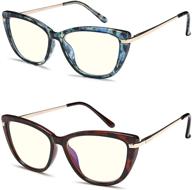 👓 stylish women's 2-pack cat eye blue light blocking reading glasses with spring hinge – lightweight fashionable eyewear for reading logo