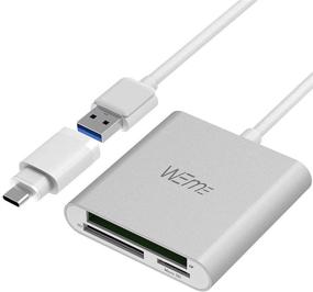 img 4 attached to 📷 High-Speed USB 3.0 Compact Flash CF Card Reader by WEme – Aluminum Multi-in-1 Reader with 2-in-1 Type C Adapter for PC, Mac, Macbook Mini, USB C Devices – Designed for Sandisk/ Lexar UHS, SDHC Memory Card compatibility