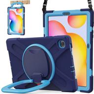 📱 batyue samsung galaxy tab s6 lite case - 10.4 inch 2020 release (sm-p610/sm-p615), protective rugged case with pencil holder, 360° swivel stand, shockproof drop cover for kids, boys, girls - navy blue + blue logo