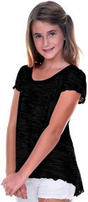 img 1 attached to 👚 Stylish Kavio! Big Girls 7-16 Burnout High Low Flutter Sleeve Top: Trendy and Comfortable