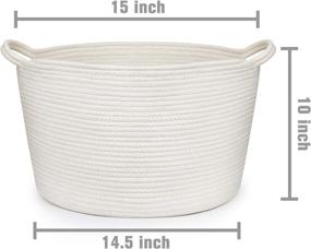 img 1 attached to 🧺 Versatile Rope Basket for Large Storage – 15"x10" Cotton Woven Bins in Off White for Nursery or Home Organization