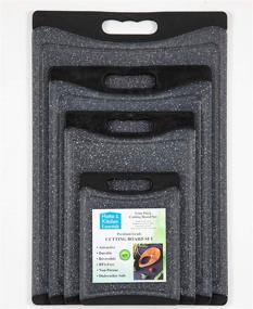 img 3 attached to 🔪 Premium 4-Piece Cutting Board Set: Reversible Marble Granite Gray, BPA Free, Dishwasher Safe, Easy-Grip Handle | Non-Porous with Juice Grooves - Home & Kitchen Essentials