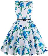 👗 kate kasin sleeveless vintage print swing party dresses for girls ages 6-15 years logo