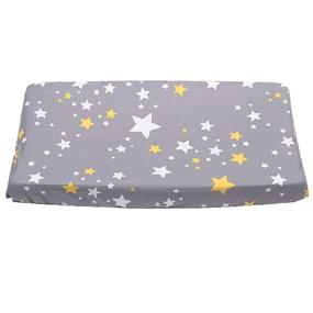 img 2 attached to Stretchy Jersey Cotton Changing Pad Cover - Unisex Star Pattern (Grey1) for Baby Girl & Boy