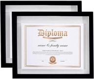 🖼️ umical 2 pack - 11x14 floating document frame with double sided hd plexiglass for 8.5x11 display, certificate, image or artwork, wooden diploma wall mount, black логотип