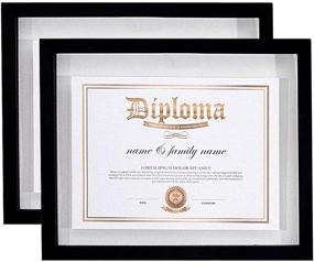 img 4 attached to 🖼️ UMICAL 2 Pack - 11x14 Floating Document Frame with Double Sided HD Plexiglass for 8.5x11 Display, Certificate, Image or Artwork, Wooden Diploma Wall Mount, Black