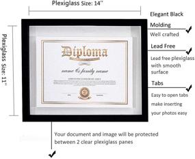 img 1 attached to 🖼️ UMICAL 2 Pack - 11x14 Floating Document Frame with Double Sided HD Plexiglass for 8.5x11 Display, Certificate, Image or Artwork, Wooden Diploma Wall Mount, Black