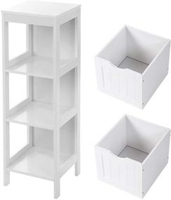 img 1 attached to 🚽 VASAGLE White Bathroom Floor Cabinet with 2 Drawers - Multifunctional Storage Stand Organizer Rack