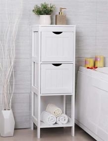 img 2 attached to 🚽 VASAGLE White Bathroom Floor Cabinet with 2 Drawers - Multifunctional Storage Stand Organizer Rack