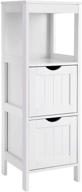 🚽 vasagle white bathroom floor cabinet with 2 drawers - multifunctional storage stand organizer rack logo