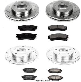 img 1 attached to 🔥 Enhance Braking Performance with Power Stop K789 Front and Rear Z23 Carbon Fiber Brake Pads and Drilled & Slotted Brake Rotors Kit