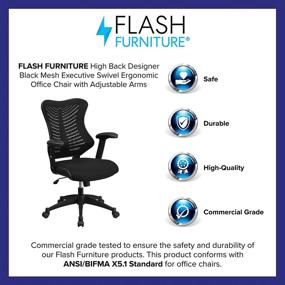 img 1 attached to Enhance Your Office Comfort with the Flash Furniture High Back Designer Black Mesh Executive Swivel Ergonomic Office Chair with Adjustable Arms