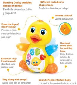 img 1 attached to Танцующая ходячая желтая утка-игрушка для младенцев: музыкальная, с светодиодными огнями, центр деятельности для малышей и развитие обучения - детская игрушка JOYIN.