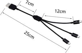 img 1 attached to CERRXIAN 9-дюймовый USB 2.0 Тип А мужской - к 3 микро USB 5-контактному мужскому разветвителю Y кабеля для синхронизации и зарядки данных для устройств Android (черный)