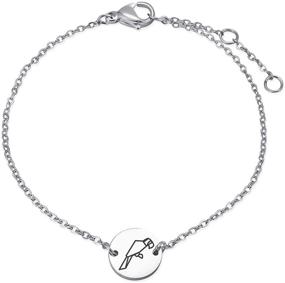 img 4 attached to Stainless Steel Chain Bracelet for Girls – Elegant Animal 🐾 Link Design with Simple Disc Charms – NA Moronly Women's Lovely Bracelet