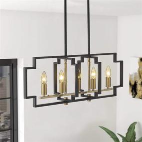 img 2 attached to Emliviar Black and Gold Island Lighting Fixture for Modern Kitchen and Dining Room, 5-Light, JE1981-5LP BK+G