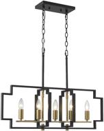 emliviar black and gold island lighting fixture for modern kitchen and dining room, 5-light, je1981-5lp bk+g logo