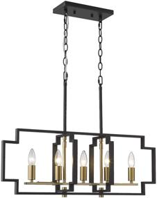 img 4 attached to Emliviar Black and Gold Island Lighting Fixture for Modern Kitchen and Dining Room, 5-Light, JE1981-5LP BK+G