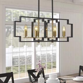 img 1 attached to Emliviar Black and Gold Island Lighting Fixture for Modern Kitchen and Dining Room, 5-Light, JE1981-5LP BK+G