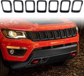 img 4 attached to XBEEK Front Grille Cover Grill Inserts Trims Kit for 2017-2021 Jeep Compass (Easy Mount - Black)