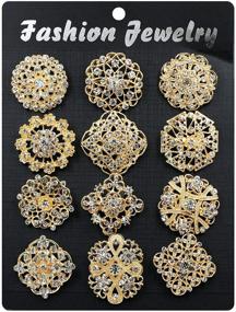 img 3 attached to 💍 WeimanJewelry DIY Wedding Bouquets Kit - Silver/Gold Plated 12pcs Crystal Rhinestones Flower Brooch Pins