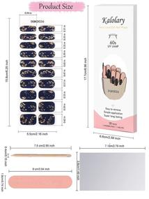 img 3 attached to 💅 Kalolary 20PCS Blue Gold Foil Semi Cured Gel Nail Polish Strips with Nail File and Stick - Waterproof Full Wraps Gel Nail Stickers for Women Girls Nail Art Decoration (UV/LED Lamp Required)