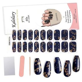 img 4 attached to 💅 Kalolary 20PCS Blue Gold Foil Semi Cured Gel Nail Polish Strips with Nail File and Stick - Waterproof Full Wraps Gel Nail Stickers for Women Girls Nail Art Decoration (UV/LED Lamp Required)