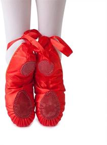 img 1 attached to 👯 MSMAX Classic Ballet Slippers Satin Performa Dance Flats: Elegant Ribbon Dance Shoes for Girls of All Ages