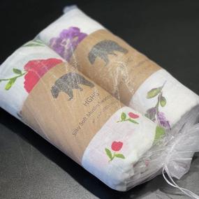 img 1 attached to 🏻 HGHG 4 Pack Bamboo & Cotton Muslin Baby Blankets: Multifunctional Envelopes & Swaddle Towels with Floral Orange Flamingo Design - 47x47 Plus a Burp Cloth (Good Luck)