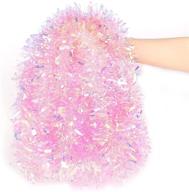 🎄 sparkling pink christmas tinsel garland - 17 ft | ideal for xmas tree party and wedding décor logo