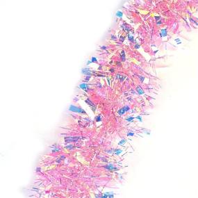 img 2 attached to 🎄 Sparkling Pink Christmas Tinsel Garland - 17 Ft | Ideal for Xmas Tree Party and Wedding Décor